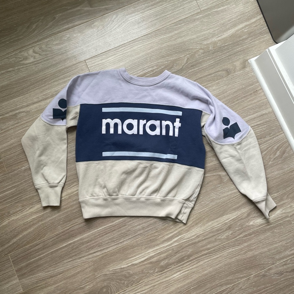 Isabel Marant Etoile Colorblock Gallian Sweater Light Blue Sz 40/L - Picture 7 of 15